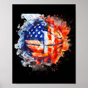 Basketbal Waterverf Usa Amerika Basketbal Hoop Poster