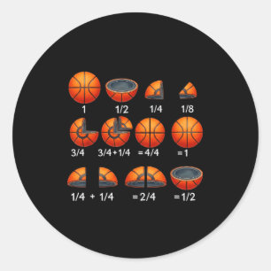 Basketbal Wiskunde Breuk Terug naar School Leraar Ronde Sticker