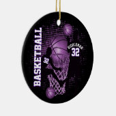 Basketbal 🏀 - Zwart en Paarse Keramisch Ornament (Rechts)
