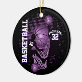 Basketbal 🏀 - Zwart en Paarse Keramisch Ornament (Links)