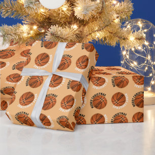 Basketbalballen Kinderen Naam Oranje Kerstmis Cadeaupapier