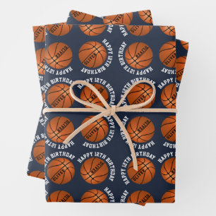 Basketbalballen Kinderen Naam Sporten Gelukkige Ve Inpakpapier Vel