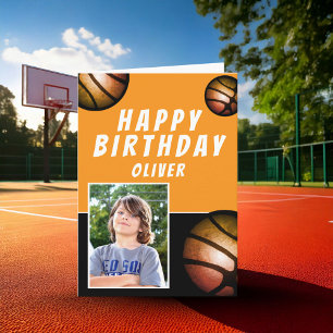 Basketbalballen Sport Kinderen Verjaardag Foto Kaart