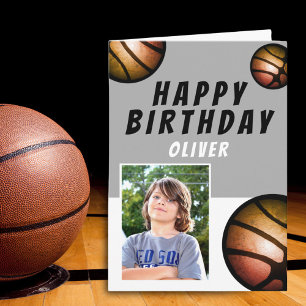 Basketbalballen Sport Kinderen Verjaardag Foto Kaart