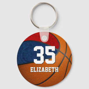 basketbalblauw rode meisjes sleutelhanger