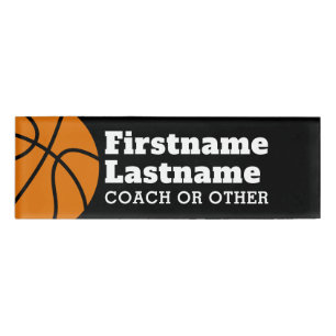 Basketbalcoach of leraar lichamelijke opvoeding naambadge