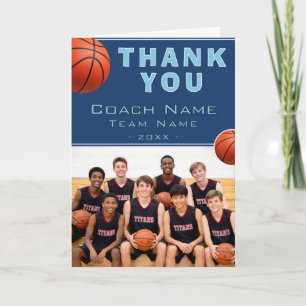 Basketbalcoach Teamnaam Foto Bedankkaart