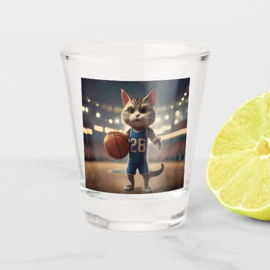basketbalkat, shot glas (Voorkant)
