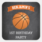 Basketball 1er Anniversaire Fête Favoriser Sticker (Devant)