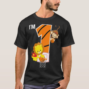 Basketball 1st Birthday Lion Monkey Zoo Anim T-shirt