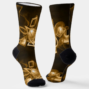 Basketball 3D abstract goud Sokken