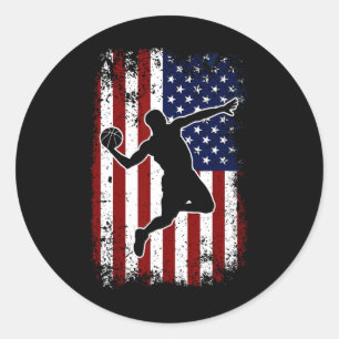  Basketball, 4 juli, Verenigde Staten Amerikaanse  Ronde Sticker