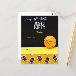 Basketball 50th Birthday Hallo 50 Save the Date Briefkaart