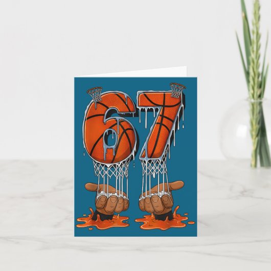 Basketball 67 Six Seven Funny Gen Alpha Meme Drip  Kaart (Voorkant)