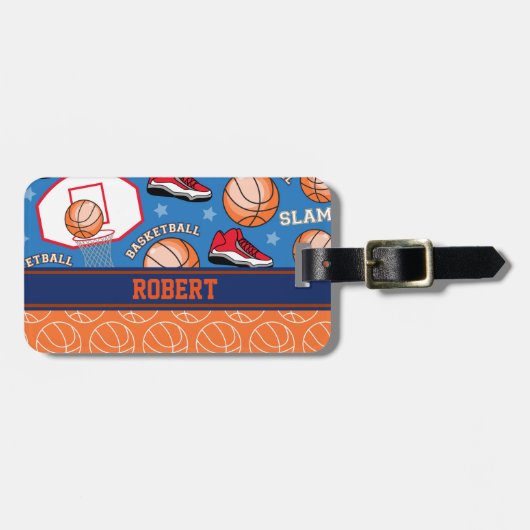 BASKETBALL - Aangepaste naam van Sportteam Bagagelabel (Voorkant horizontaal)