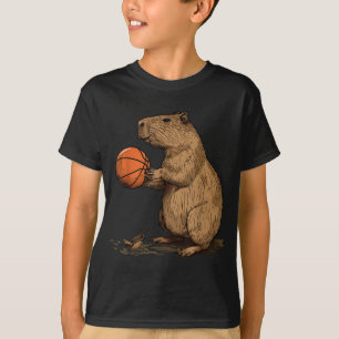 Basketball Animal Art Basketbal liefhebber Capybar T-shirt