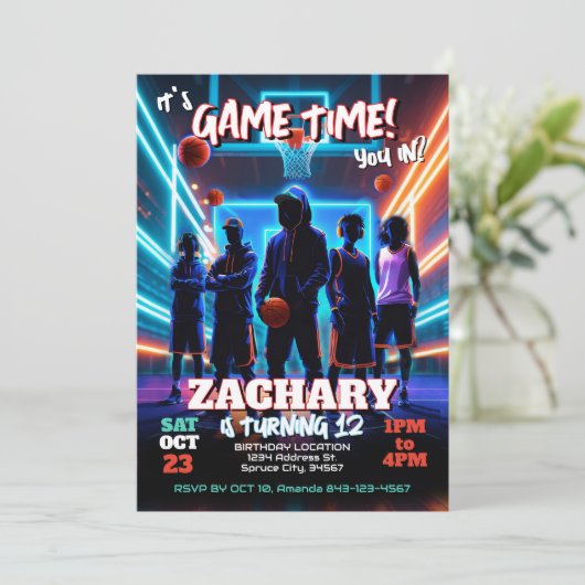 Basketball Anniversaire Fête Invitation (Debout devant)