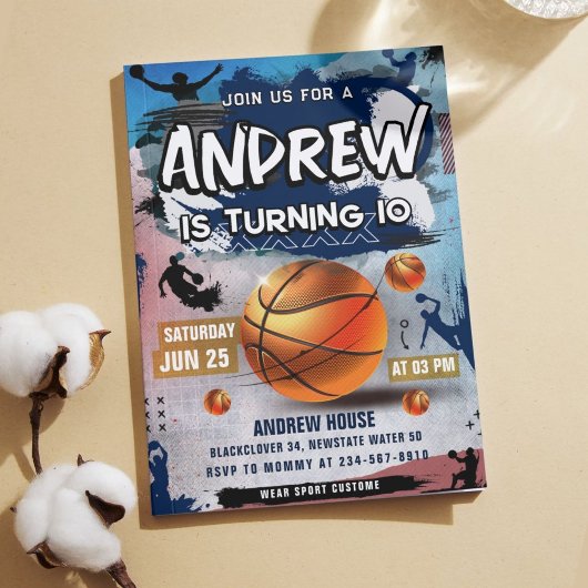 Basketball Anniversaire Fête Invitation