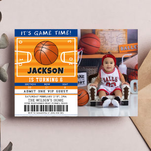 Basketball Anniversaire Fête Photo Invitation
