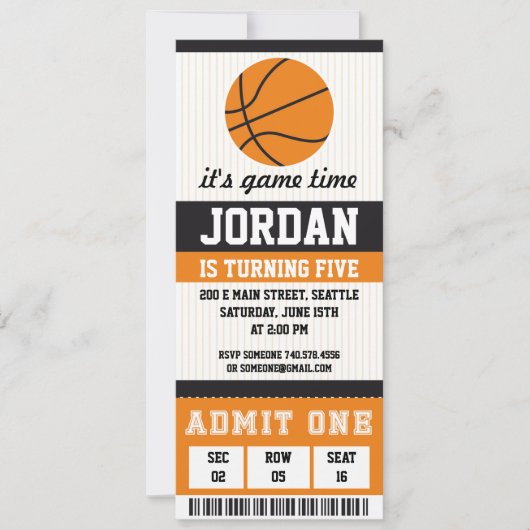 Basketball Anniversaire Invitation Anniversaire Fê (Devant)