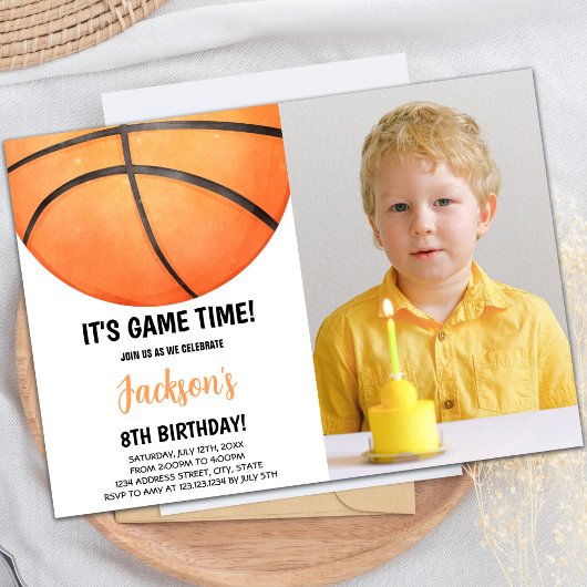Basketball Anniversaire Invitation avec photo