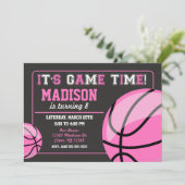 Basketball Anniversaire Invitation Chalkboard Girl (Debout devant)