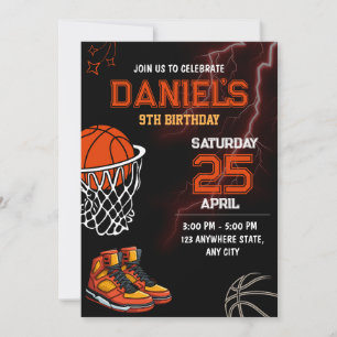 Basketball Anniversaire Invitation Editable Basket