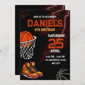 Basketball Anniversaire Invitation Editable Basket (Devant / Derrière)