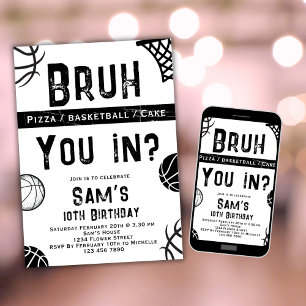 Basketball Anniversaire Invitation Garçons Bruh In