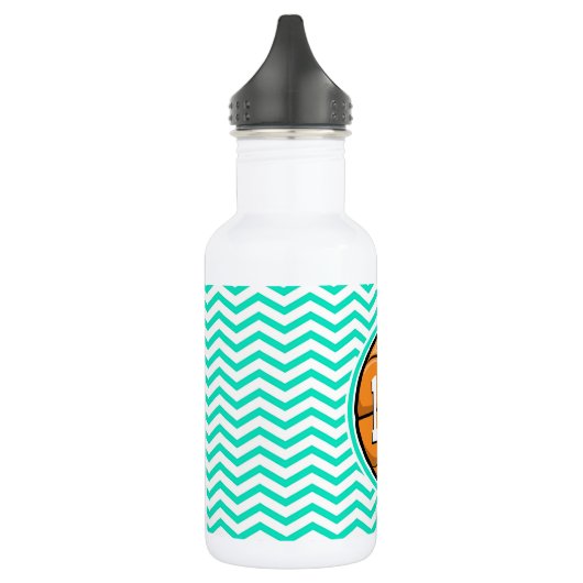 Basketball; Aqua Green Chevron Waterfles (Links)