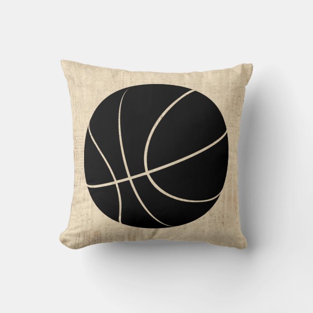 Basketball Art -beige Script-stijl Kussen (Voorkant)