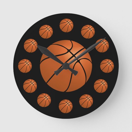 Basketball Atom Clock Ronde Klok (Voorkant)