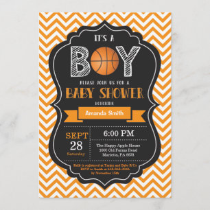 Basketball Baby shower Uitnodiging Sinaasappel Che
