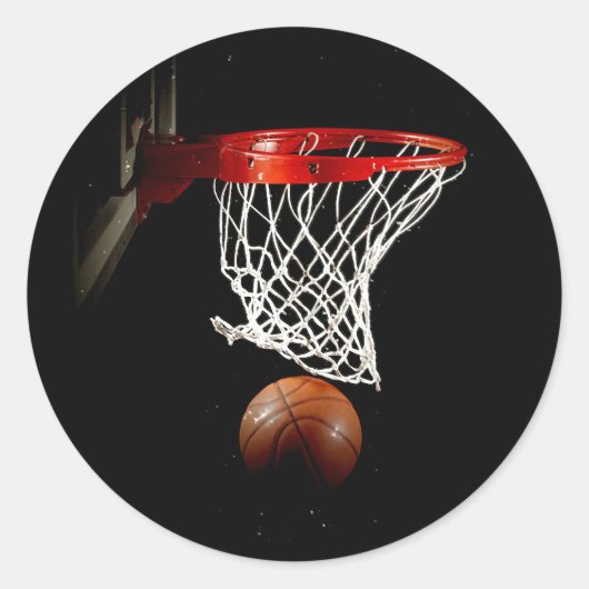 Basketball Ball & Net Ronde Sticker (Voorkant)