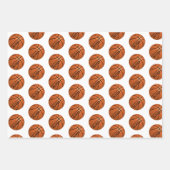 Basketball Ball Pattern Kinder Name Birthday Wrapp Inpakpapier Vel (Voorkant 3)