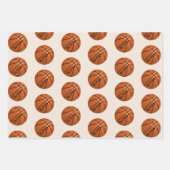 Basketball Ball Pattern Kinder Name Birthday Wrapp Inpakpapier Vel (Voorkant 2)