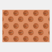 Basketball Ball Pattern Kinder Name Birthday Wrapp Inpakpapier Vel (Voorkant)