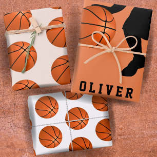 Basketball Ball Player Kids Name Birthday Inpakpapier Vel