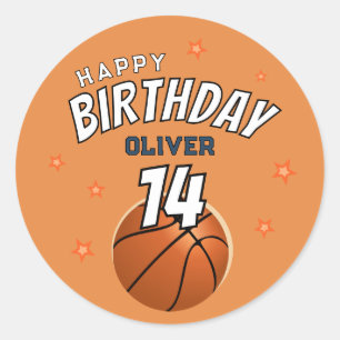 Basketball Ball Sports Happy Birthday Ronde Sticker