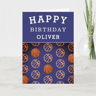 Basketball Ball Sports Pattern Happy Birthday Kind Kaart