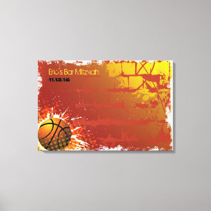 Basketball Bar Mitzvah Bar Mitzvah Sign-In Board Canvas Afdruk