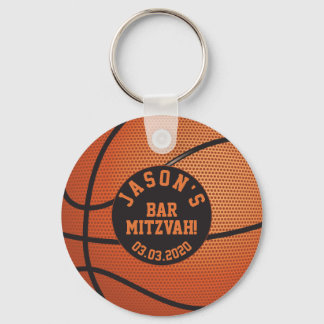 Basketball Bar Mitzvah Favor Sleutelhanger Oranje 