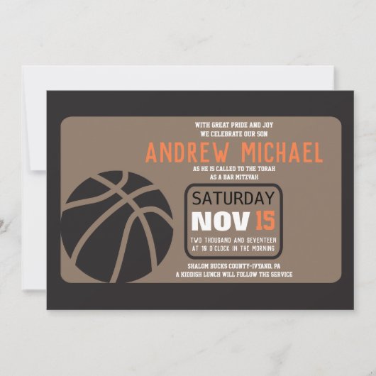 BASKETBALL Bar Mitzvah Uitnodiging (Voorkant)