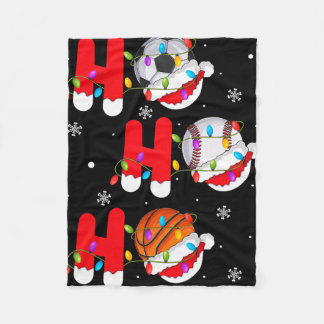 Basketball Baseball Soccer Christmas Ho Ho Ho Sant Fleece Deken
