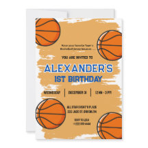 Basketball Basket Invitation de 1er Anniversaire
