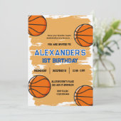 Basketball Basket Invitation de 1er Anniversaire (Debout devant)