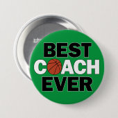 Basketball BESTE COACH EVER Sportteam Coaches Ronde Button 7,6 Cm (Voorkant /achterkant)