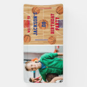 Basketball Birthday-foto Spandoek (Verticaal)
