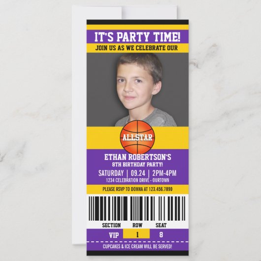 Basketball Birthday-fotosjabloon Kaart (Voorkant)