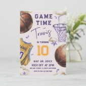 basketball birthday invitation kaart (Staand voorkant)
